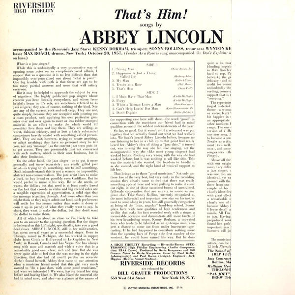 Abbey Lincoln - That's Him (LP, Album, Mono, RE)