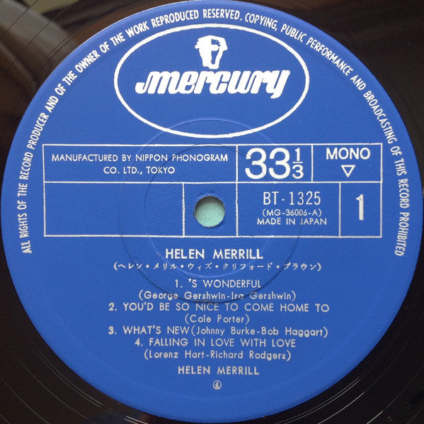 Helen Merrill - Helen Merrill = ヘレン・メリル・ウィズ・クリフォード・ブラウン(LP, Album, ...