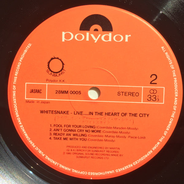 Whitesnake - Live... In The Heart Of The City (LP, Album)