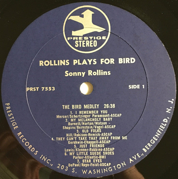 Sonny Rollins - Rollins Plays For Bird (LP, Album, RE, RM)