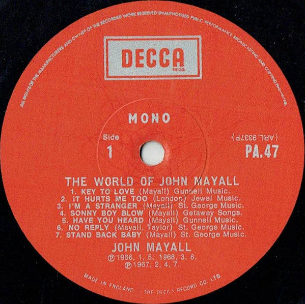 John Mayall - The World Of John Mayall (LP, Comp, Mono)
