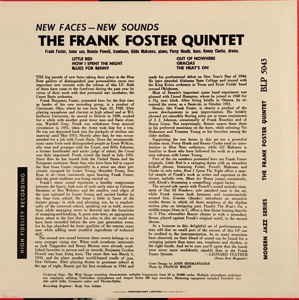 The Frank Foster Quintet - Here Comes Frank Foster(LP, Album, Mono,...