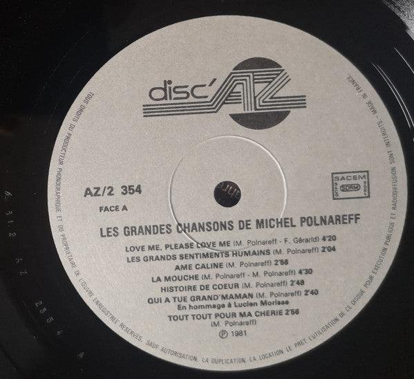 Michel Polnareff - Les Grandes Chansons De Michel Polnareff (LP, Comp)