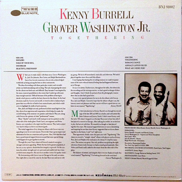 Kenny Burrell / Grover Washington, Jr. - Togethering (LP, Album)