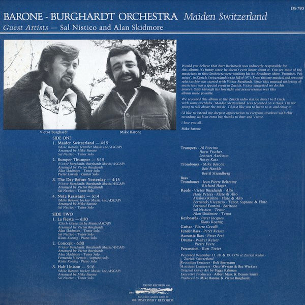 Barone - Burghardt Orchestra - Maiden Switzerland (LP)