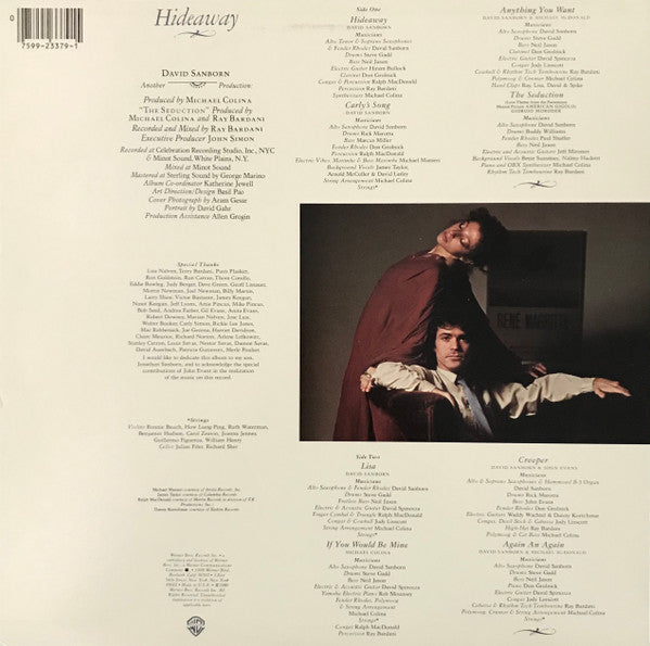 David Sanborn - Hideaway (LP, Album, Los)