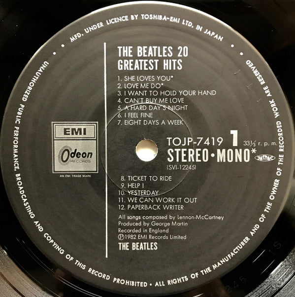 The Beatles - 20 Greatest Hits (LP, Comp, Mono)
