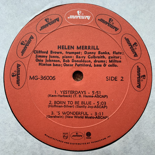 Helen Merrill - Helen Merrill (LP, Album, Mono)