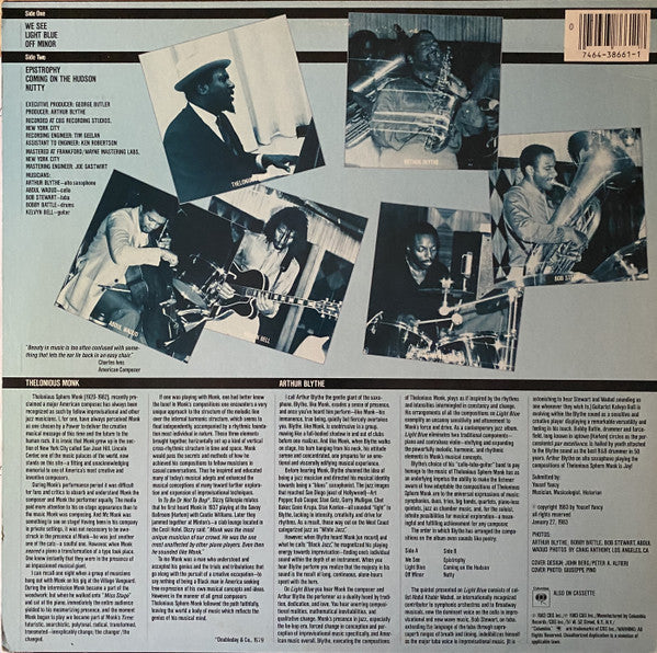 Arthur Blythe - Light Blue - Arthur Blythe Plays Thelonious Monk(LP...
