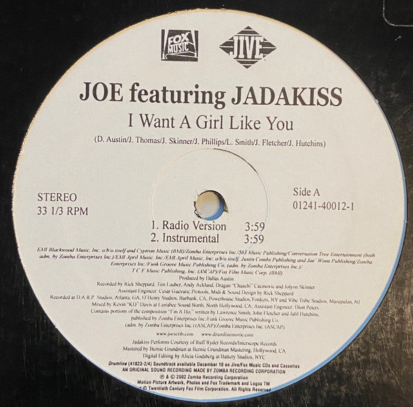 Joe Featuring Jadakiss - I Want A Girl Like You (12"")