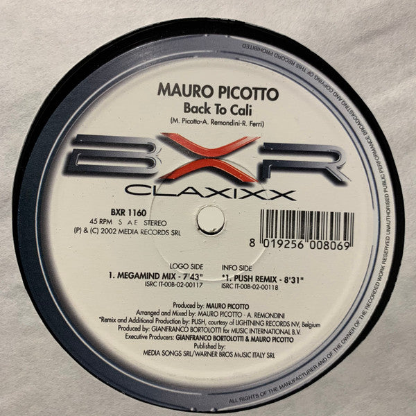 Mauro Picotto - Back To Cali  (2x12"", Ltd, Promo)