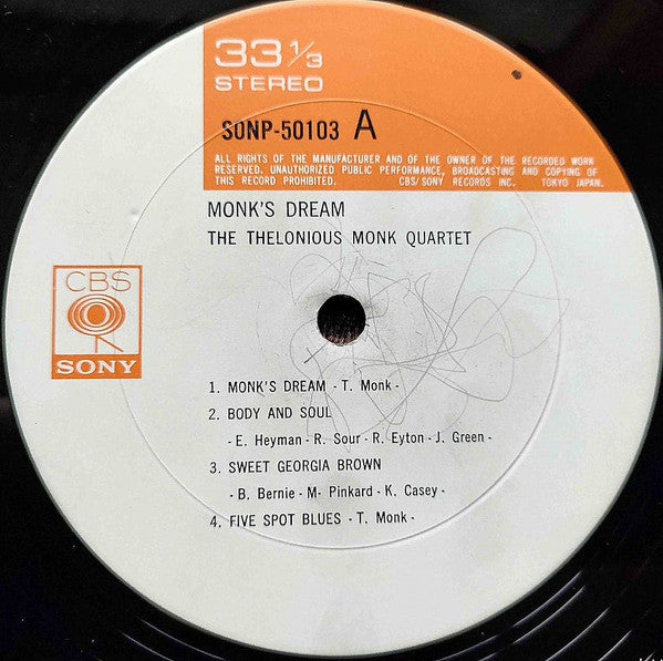 The Thelonious Monk Quartet - Monk's Dream (LP, Album)