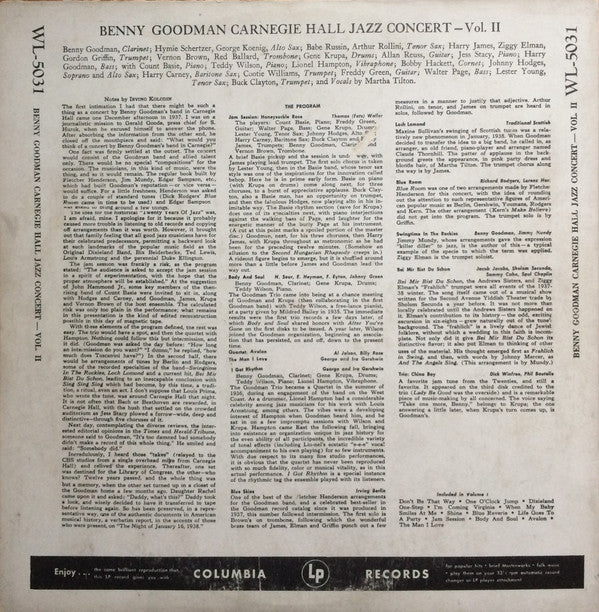 Benny Goodman - The Famous 1938 Carnegie Hall Jazz Concert - Volume...