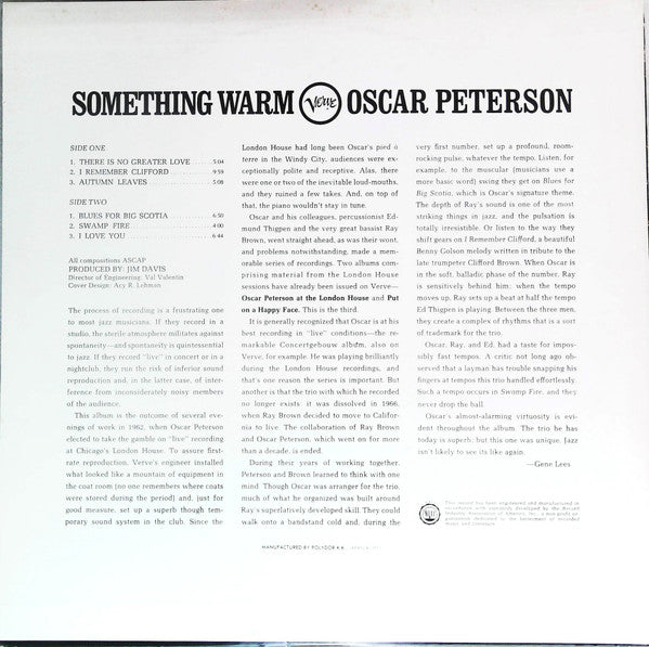 Oscar Peterson - Something Warm (LP, Album, RE)