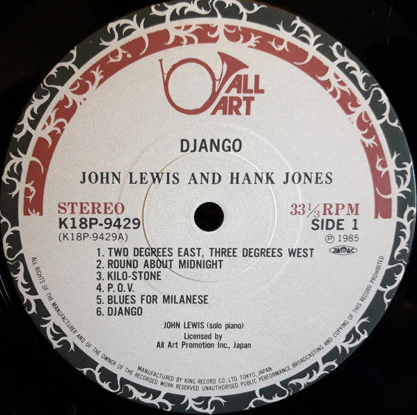 John Lewis (2) And Hank Jones - Django (LP)