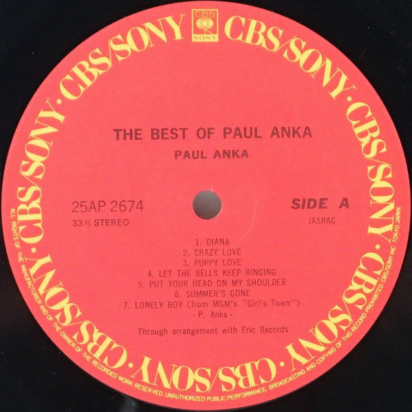 Paul Anka - The Best Of Paul Anka (LP, Comp)