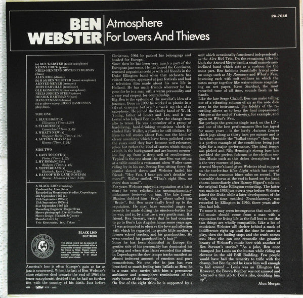 Ben Webster - Atmosphere For Lovers And Thieves (LP, Album, RE)
