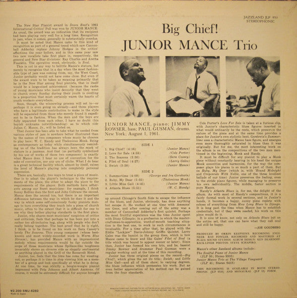 The Junior Mance Trio* - Big Chief! (LP, Album, RE)