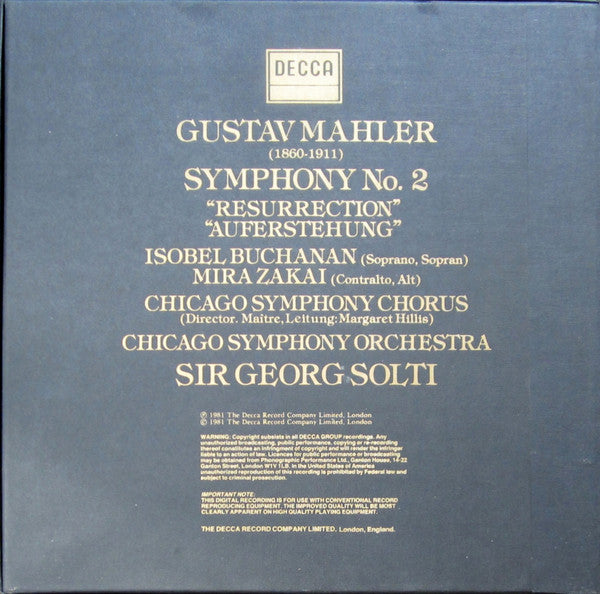 Mahler*, Chicago Symphony*, Solti* - Symphony N° 2 (2xLP + Box, DMM)