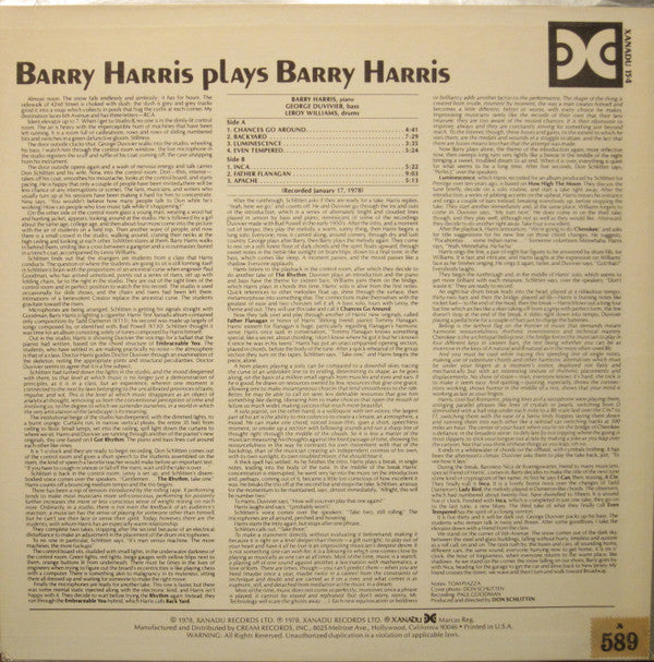 Barry Harris (2) - Barry Harris Plays Barry Harris (LP, Album)