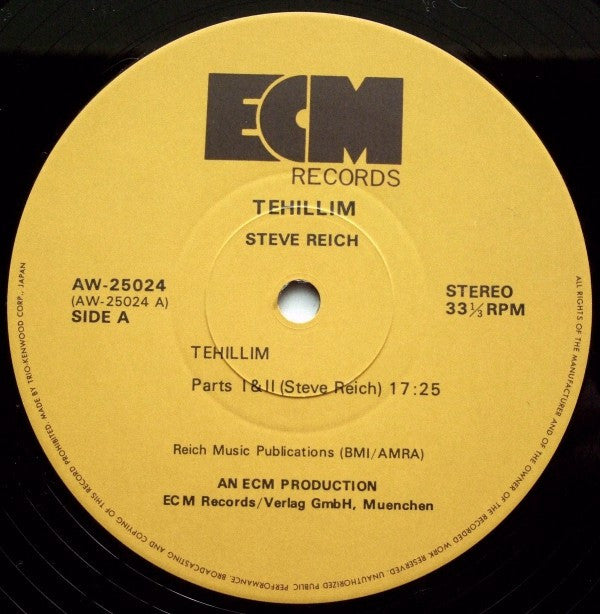 Steve Reich - Tehillim (LP, Album)