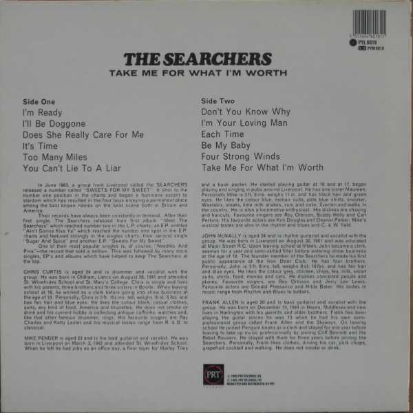 The Searchers - Take Me For What I'm Worth (LP, Album, RE)