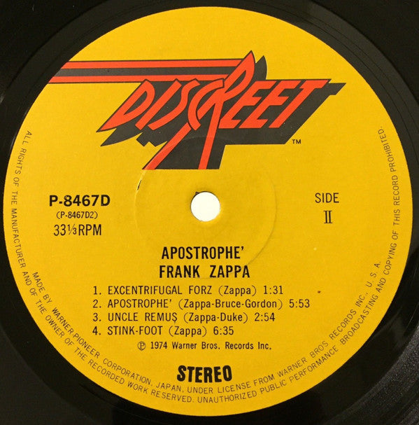 Frank Zappa - Apostrophe (') (LP, Album)