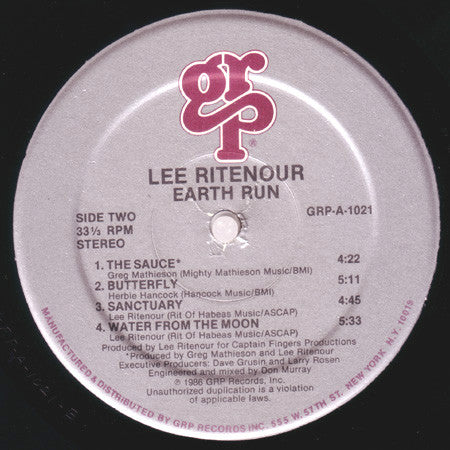 Lee Ritenour - Earth Run (LP, Album)
