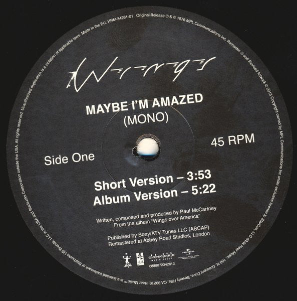 Wings (2) - Maybe I'm Amazed (12"", RSD, RM)
