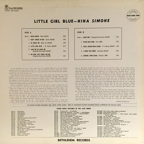 Nina Simone - Little Girl Blue (LP, Album, RE)