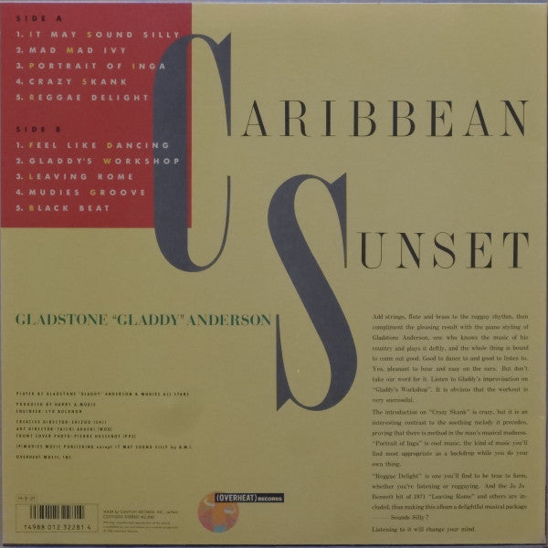 Gladstone ""Gladdy"" Anderson* - Caribbean Sunset (LP, Album, RE)