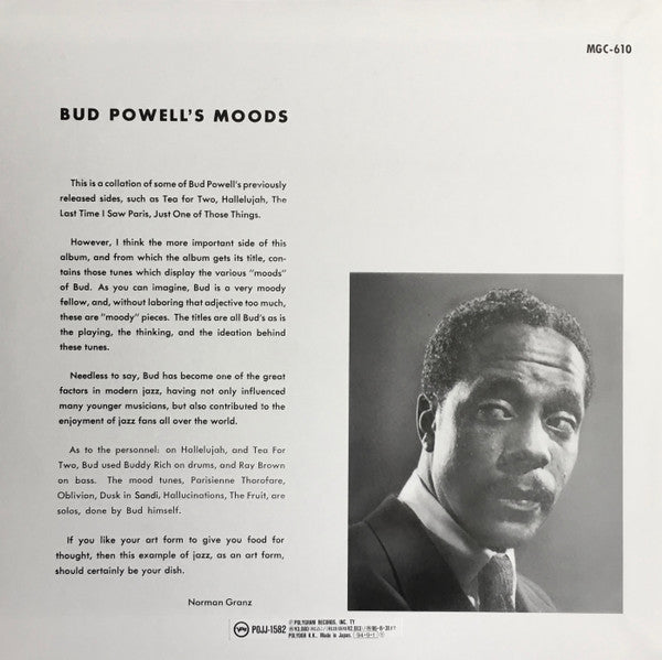 Bud Powell - Bud Powell's Moods (LP, Comp, Mono, Ltd, RE)