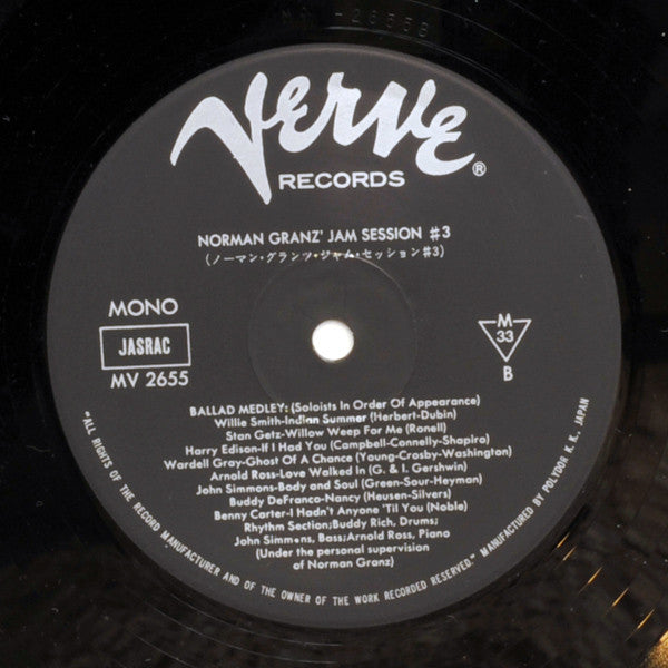 Various - Norman Granz' Jam Session #3 (LP, Album, Mono)