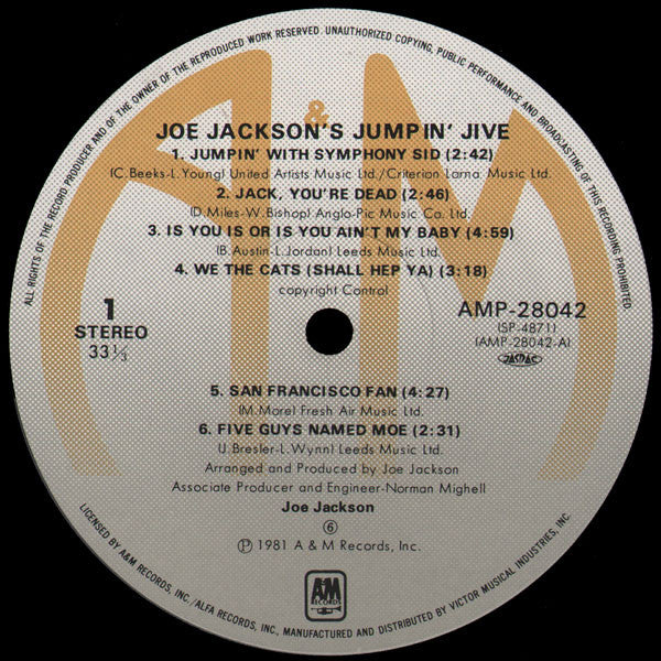 Joe Jackson - Joe Jackson's Jumpin' Jive (LP, Album)