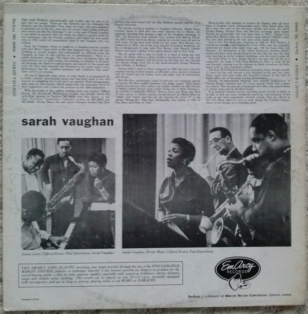 Sarah Vaughan - Sarah Vaughan (LP, Album, Mono, RE, Red)