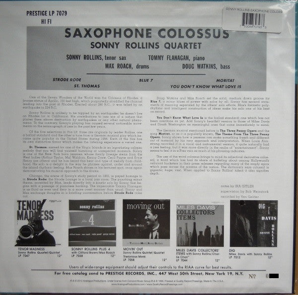 Sonny Rollins - Saxophone Colossus(LP, Album, Mono, Ltd, Num, RE, 200)
