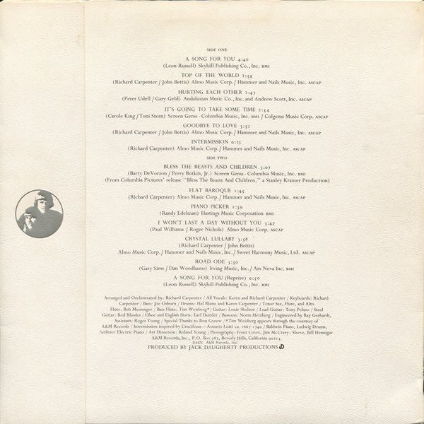 Carpenters - A Song For You (LP, Album)