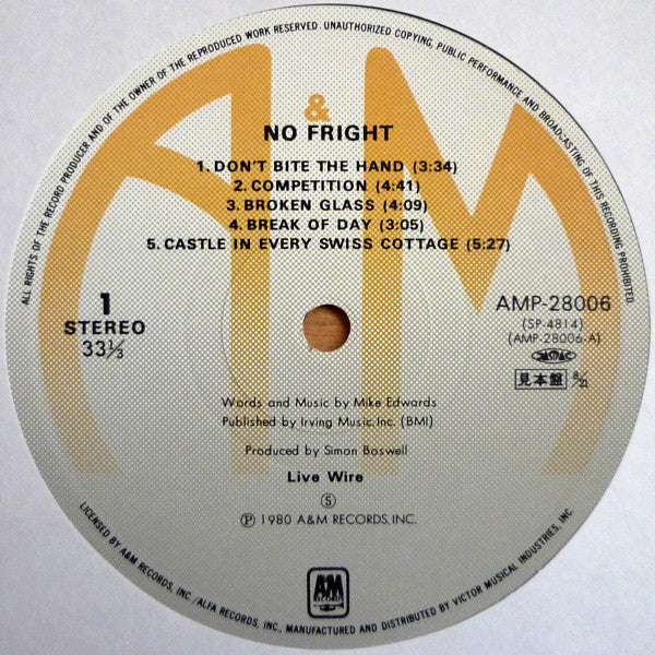 Live Wire (3) - No Fright (LP, Album, Promo)