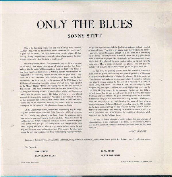 Sonny Stitt - Only The Blues (LP, Album, RE)