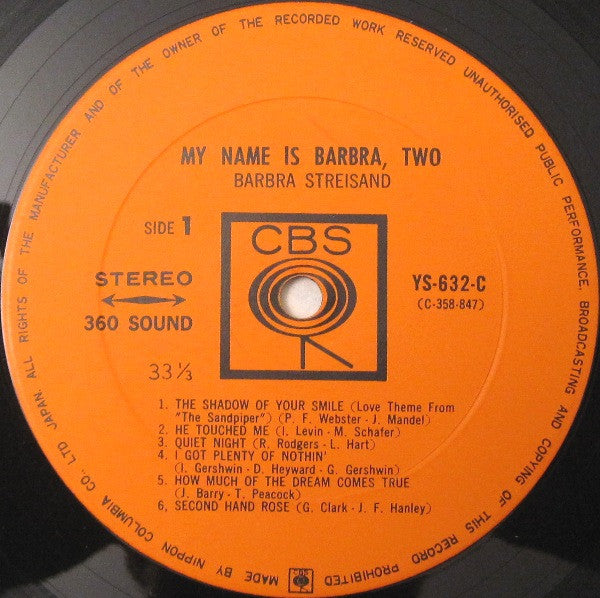 Barbra Streisand - My Name Is Barbra, Two... (LP, Album)
