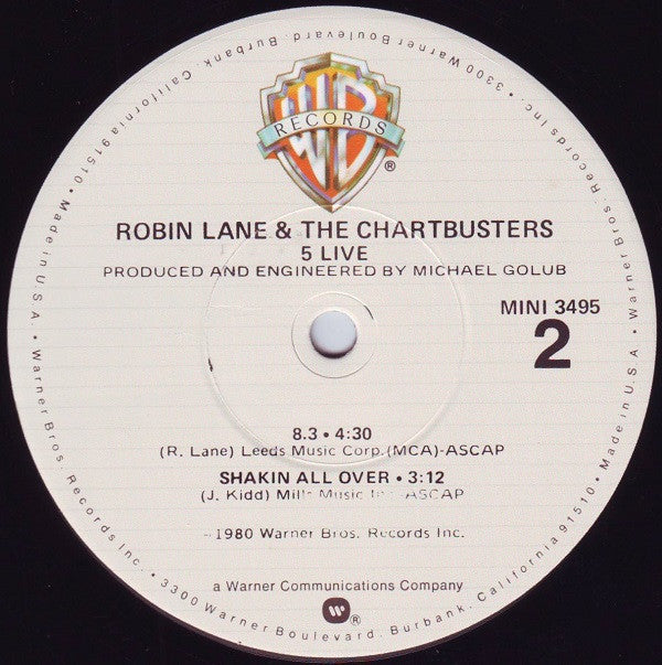 Robin Lane & The Chartbusters - 5 Live (12"", EP, Los)