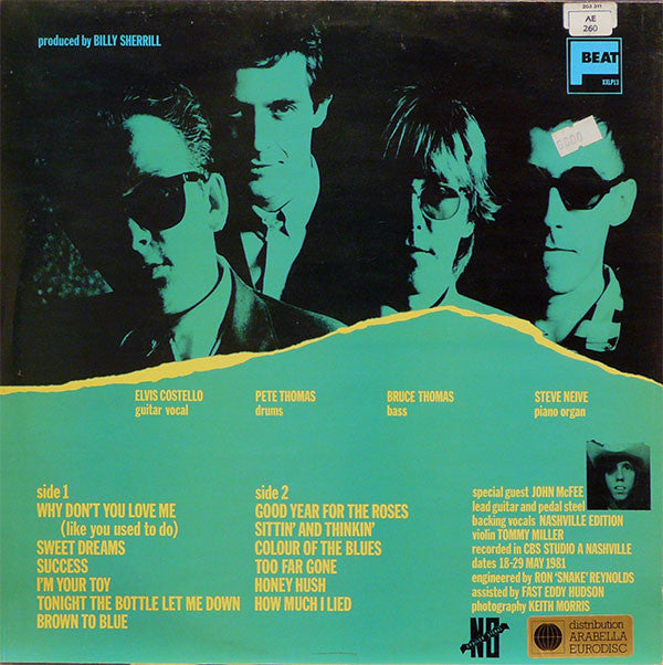 Elvis Costello & The Attractions - Almost Blue (LP, Album, Yel)