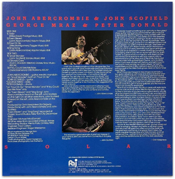 John Scofield & John Abercrombie - Solar (LP, Album)