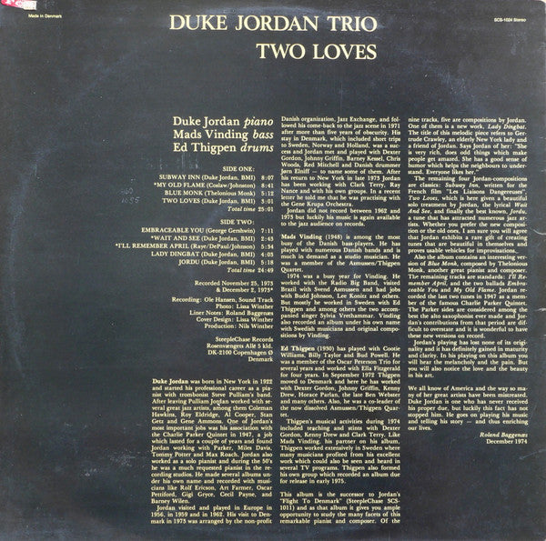 Duke Jordan Trio - Two Loves (LP, Album)