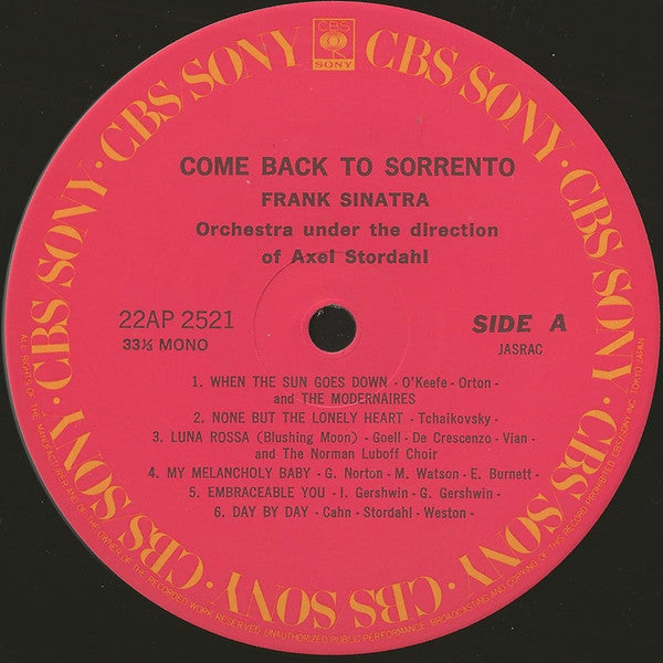 Frank Sinatra - Come Back To Sorrento (LP, Comp, Mono, RE)