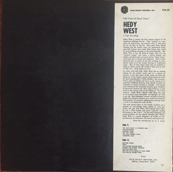 Hedy West - Old Times & Hard Times (LP)
