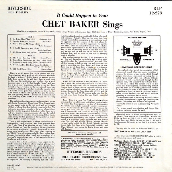 Chet Baker - It Could Happen To You - Chet Baker Sings(LP, Album, M...