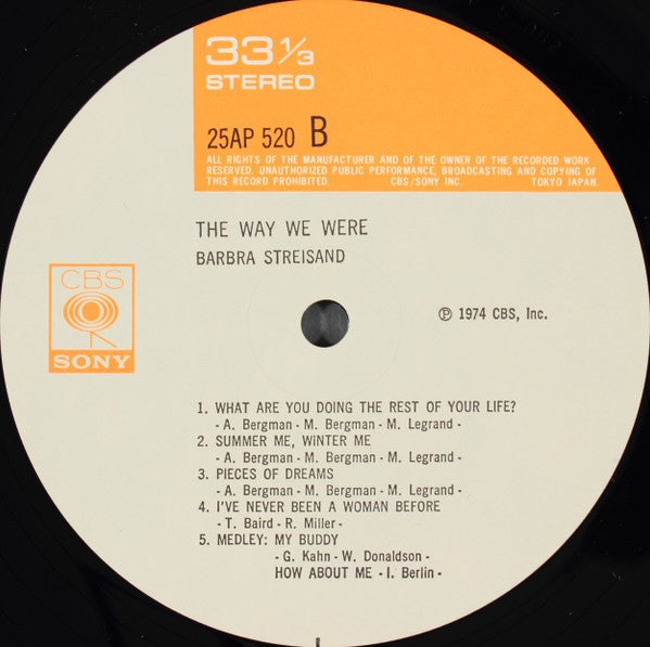 Barbra Streisand - The Way We Were (LP, Album, RE)