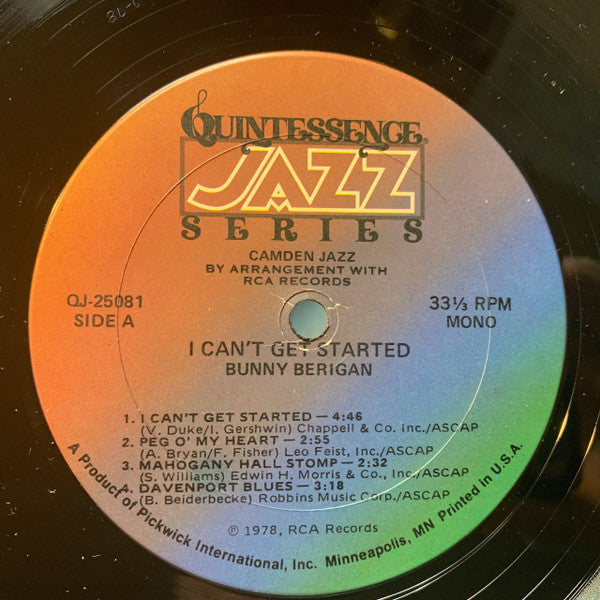Bunny Berigan - I Can't Get Started (LP, Comp, Mono)