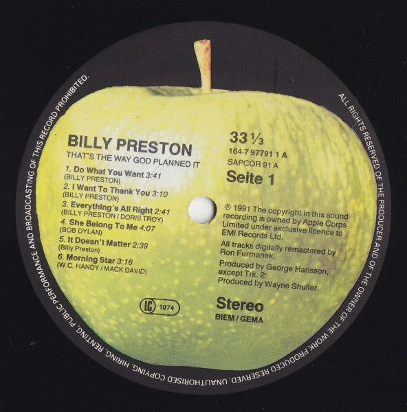 Billy Preston - That's The Way God Planned It(LP, Album, RE, RM + 12")